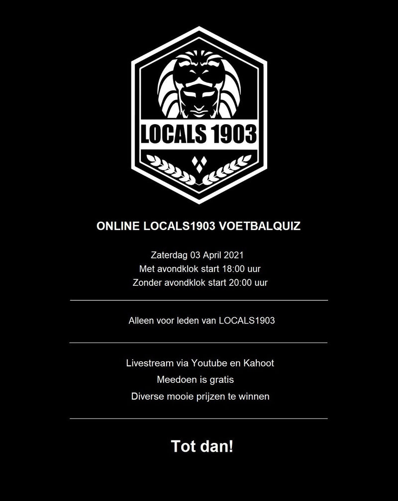 Online LOCALS1903 voetbalquiz!