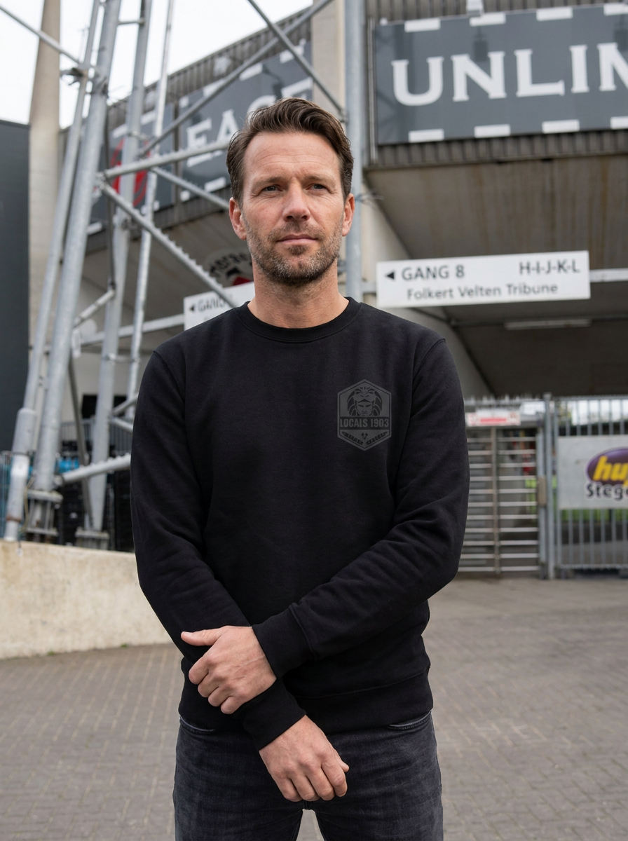 Sweater LOCALS1903 gedragen door model bij het stadion