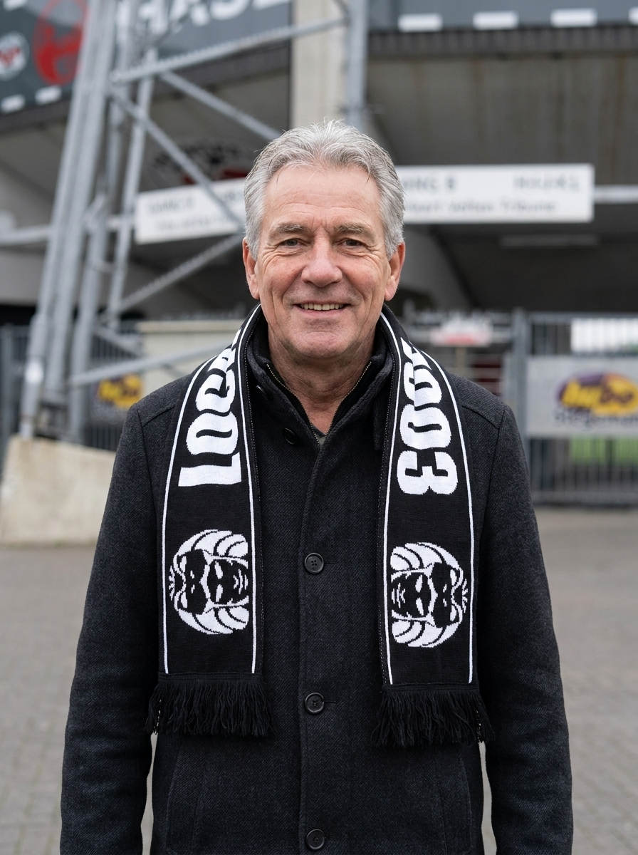 Shawl gedragen door model bij het stadion