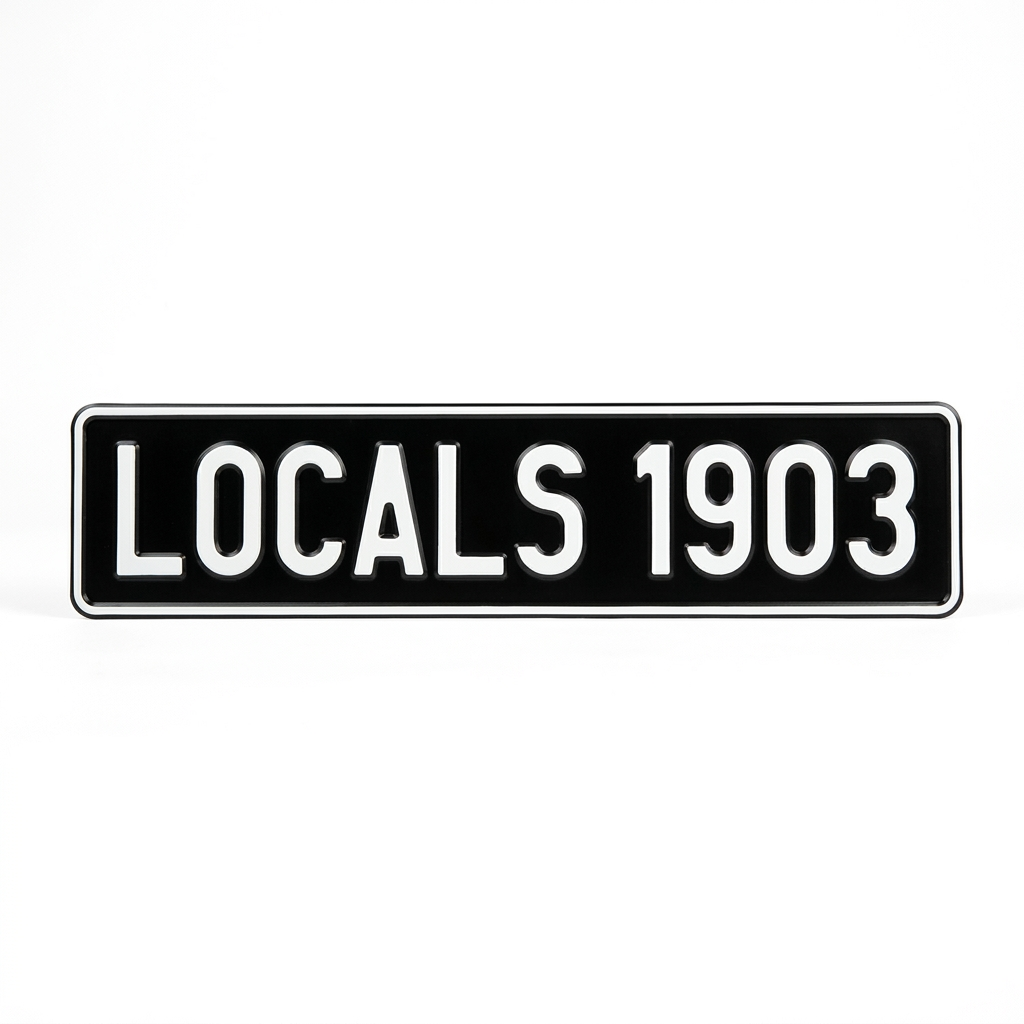 Kentekenplaat LOCALS 1903 LOCALS1903, productfoto op witte achtergrond