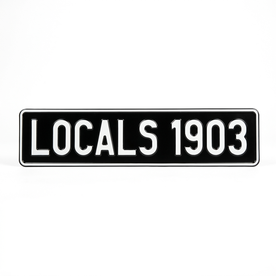 Kentekenplaat LOCALS 1903 LOCALS1903, productfoto op witte achtergrond