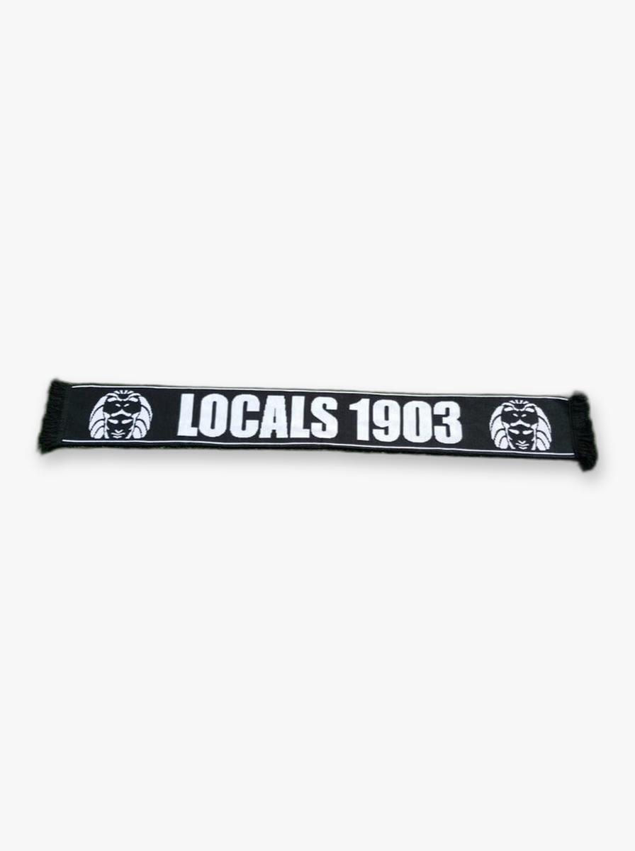Gebreide LOCALS1903 supporterssjaal op witte achtergrond