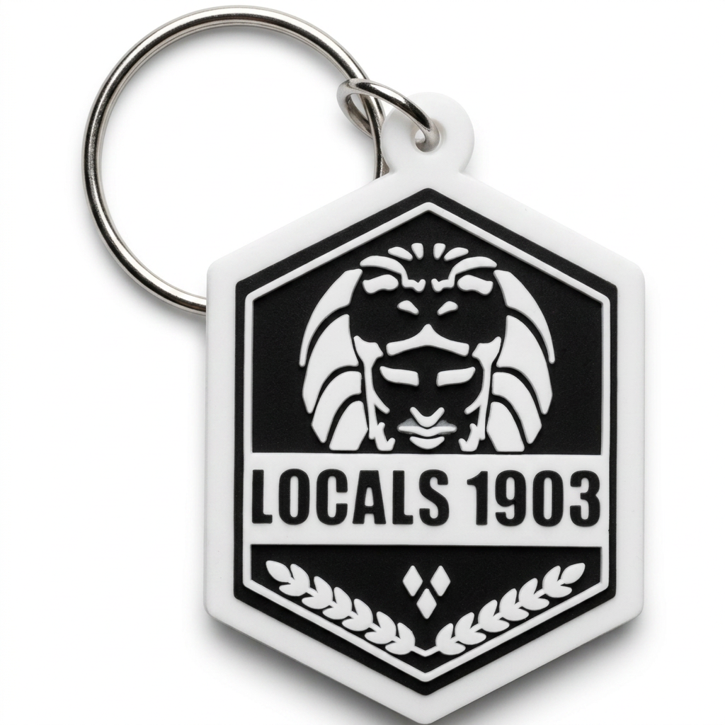 Sleutelhanger rubber LOCALS1903, productfoto op witte achtergrond